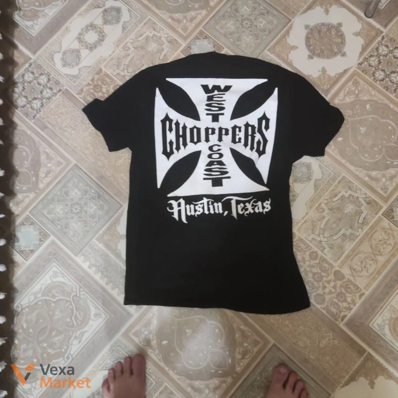 Чорна футболка West Coast Choppers з хрестом, розмір M — фото 2