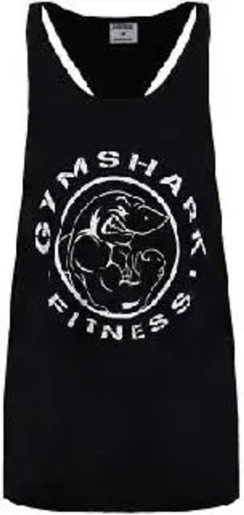 Чорна спортивна майка Gymshark Legacy Drop Arm Tank з принтом акули, розмір S