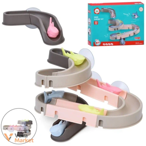 Дитяча ігрова гірка для ванної "Shark Slide Way Set" 22 деталі