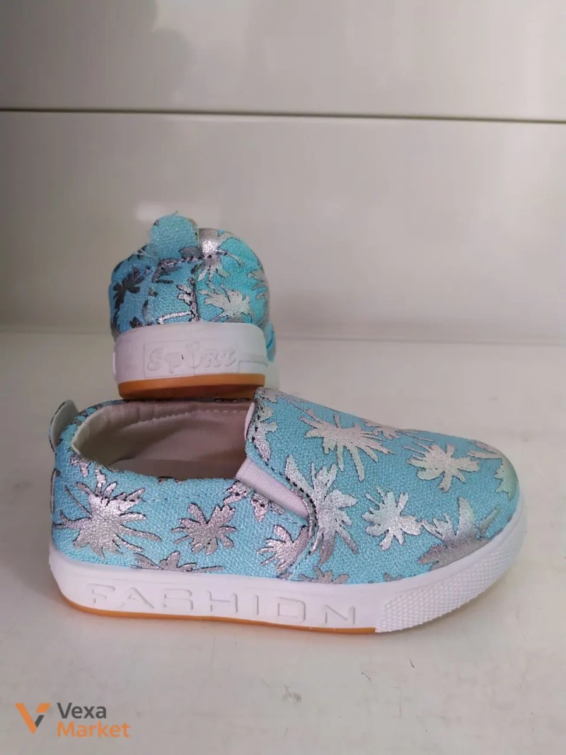 Дитячі текстильні кеди "FASHION" блакитні з принтом — фото 2