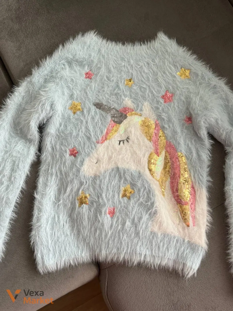 Дитячий светр F&F Kids блакитний з єдинорогом, на 10-11 років (зріст 140-146 см) — фото 2
