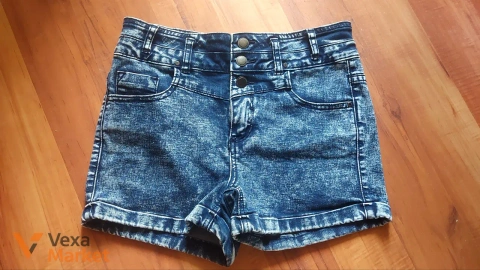 Джинсові шорти з високою посадкою acid wash