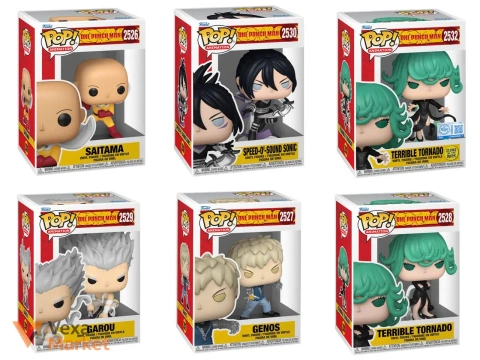 Фигурка Funko Pop! One-Punch Man Saitama, Speed-o'-Sound Sonic, Terrible Tornado, Garou, Genos