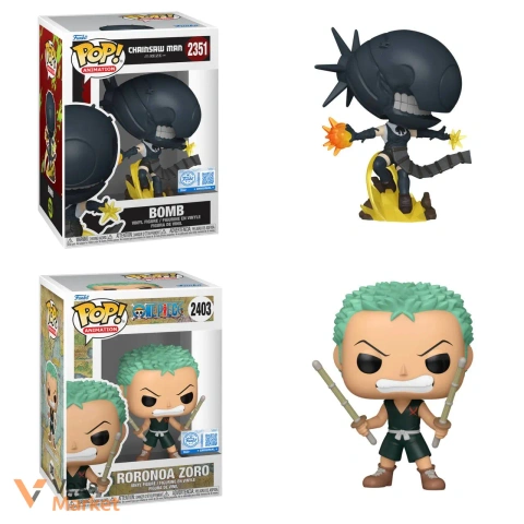 Funko Pop! Animation Chainsaw Man Bomb 2351 & One Piece Roronoa Zoro 2403
