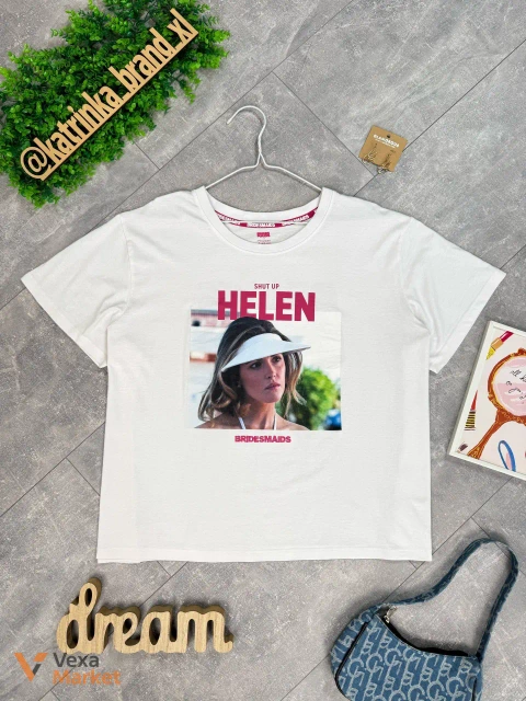 Футболка біла з принтом "Shut Up Helen" від Primark