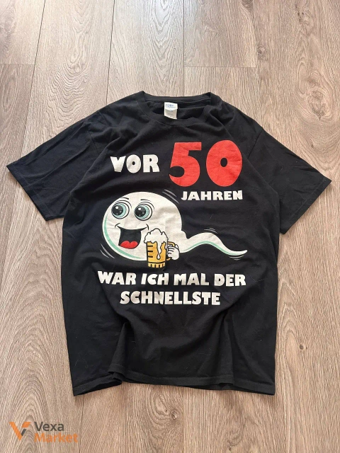 Футболка с принтом "Vor 50 Jahren war ich mal der Schnellste"