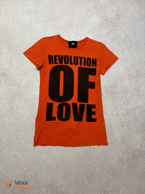 Футболка жіноча помаранчева Dolce Gabbana Revolution of Love Y2K