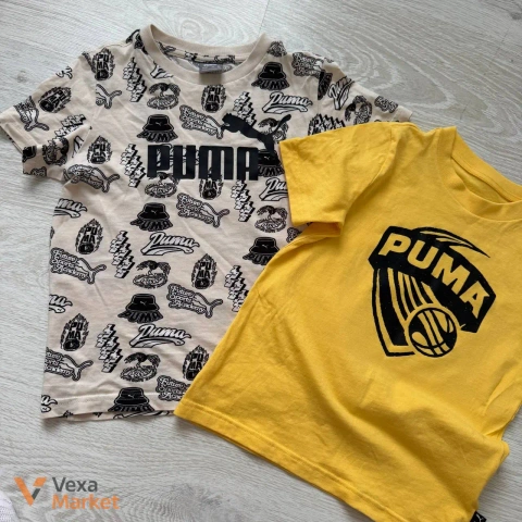 Футболки Puma дитячі жовта та бежева розмір 122-128