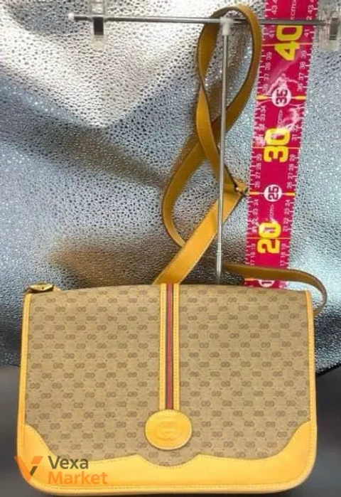 Gucci Micro GG Supreme Web Sherry Line Bag PVC Beige with Yellow Leather Trim