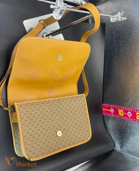 Gucci Micro GG Supreme Web Sherry Line Bag PVC Beige with Yellow Leather Trim — фото 7