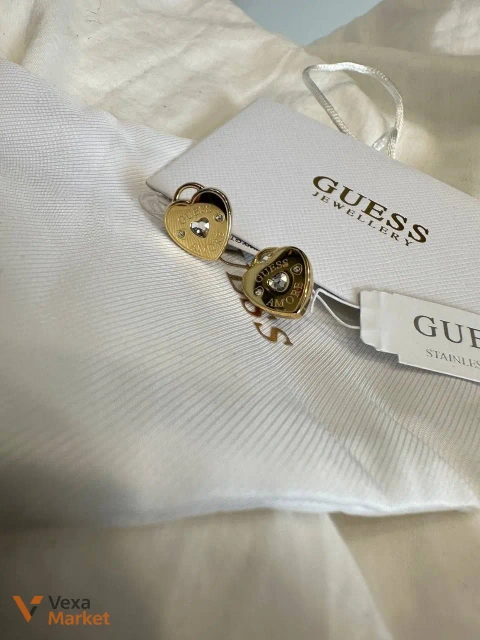 Guess Серьги сердце с камнями