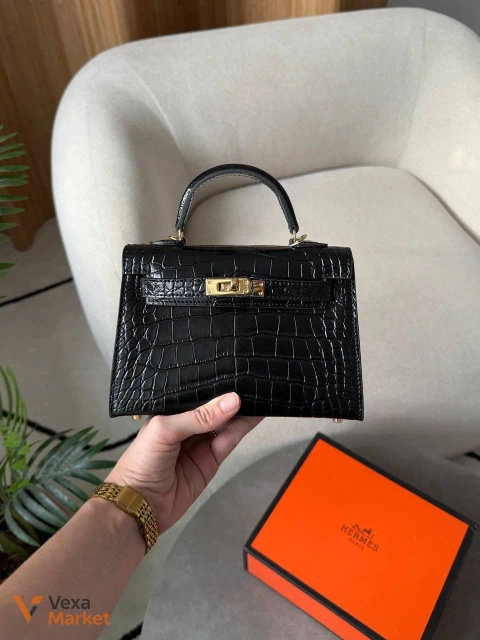 Hermes Kelly 20 Mini II Alligator Black/Gold