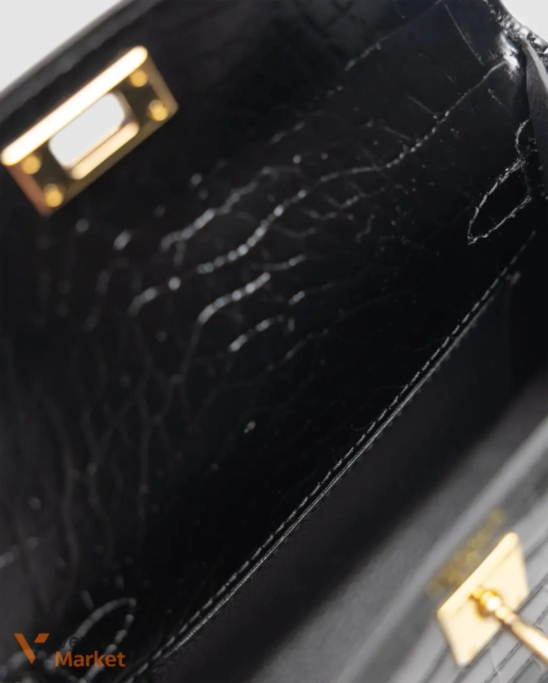 Hermes Kelly 20 Mini II Alligator Black/Gold — фото 2