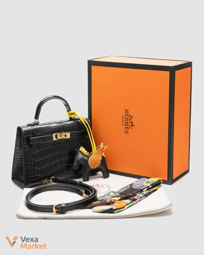 Hermes Kelly 20 Mini II Alligator Black/Gold — фото 4