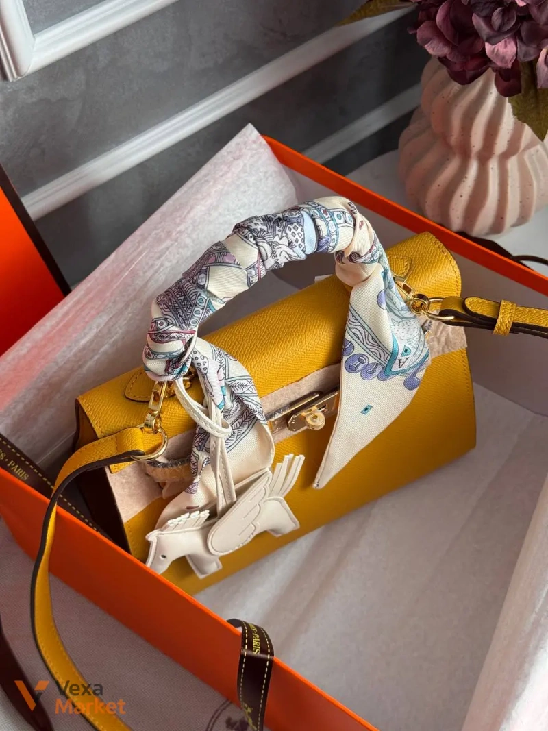Hermes Kelly Camel сумка жіноча шкіряна 25 х 19 х 10 см — фото 3