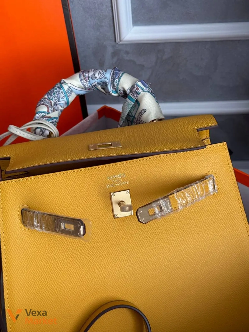 Hermes Kelly Camel сумка жіноча шкіряна 25 х 19 х 10 см — фото 7