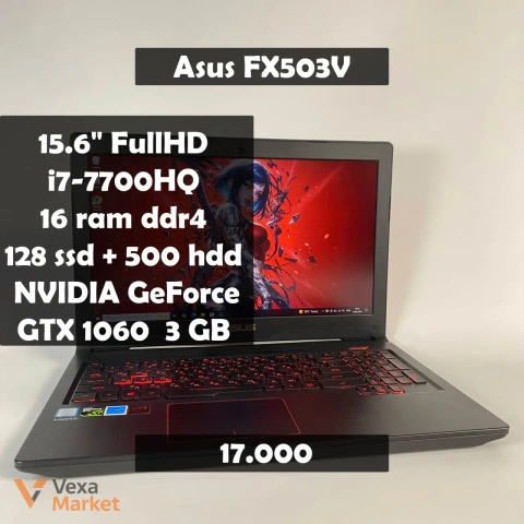 Ігровий ноутбук Asus FX503V Intel Core i7-7700HQ / 16GB DDR4 / SSD 128GB + HDD 500GB / NVIDIA GeForce GTX 1060 3GB