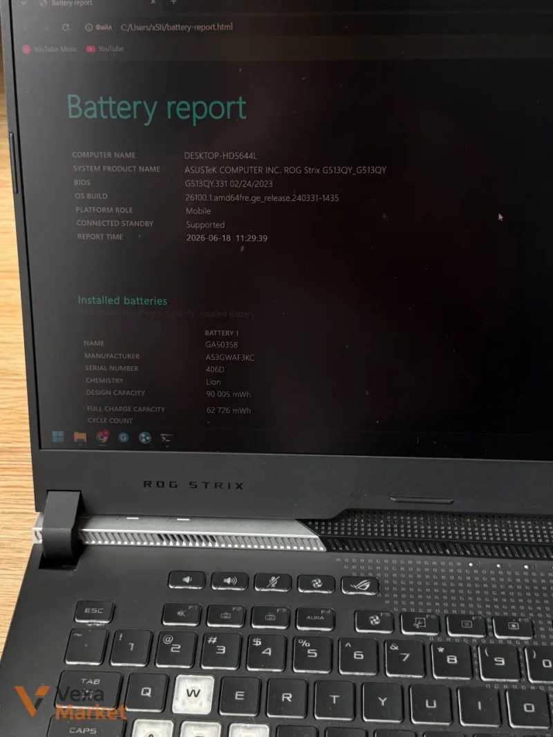 Ігровий ноутбук ASUS ROG Strix G513QY (Advantage Edition) Ryzen 9 5900HX, RX 6800M, 32GB RAM, 1TB SSD, 300Hz