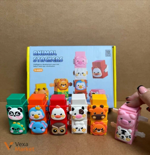 Інтерактивні кубики-звірятка Animal Stackers, 12 шт