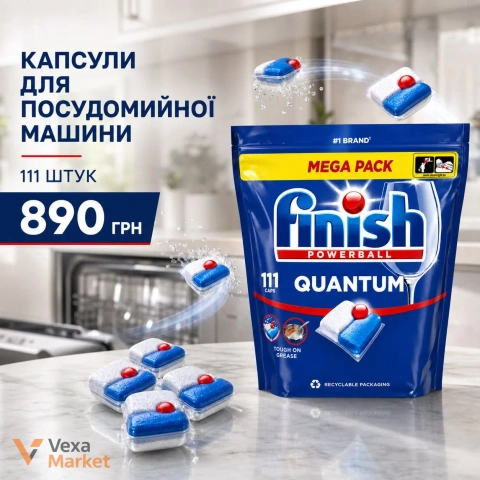 Капсули для посудомийної машини Finish Quantum Mega Pack 111 шт.