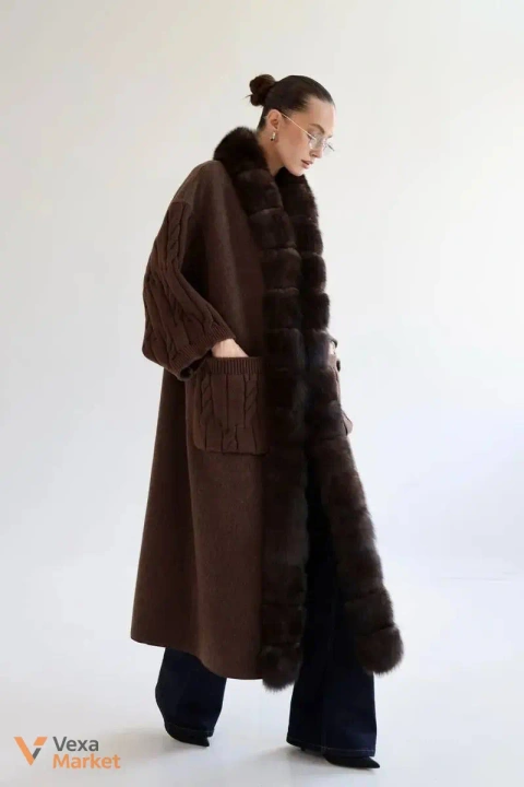 Кардиган-пальто Max Mara з кашеміру з хутром