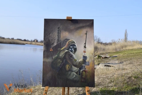 Картина за мотивами гри STALKER, ручна робота, олійні фарби, 45x60 см