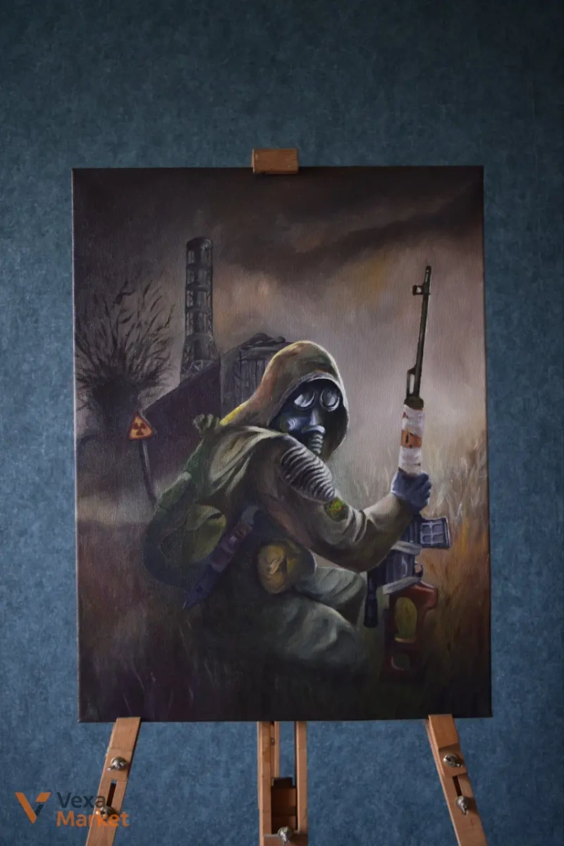 Картина за мотивами гри STALKER, ручна робота, олійні фарби, 45x60 см — фото 2