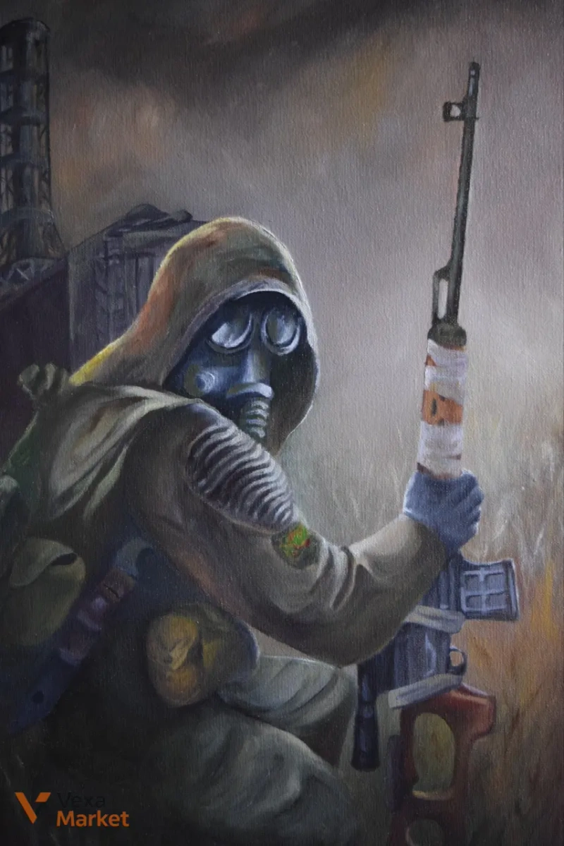Картина за мотивами гри STALKER, ручна робота, олійні фарби, 45x60 см — фото 3