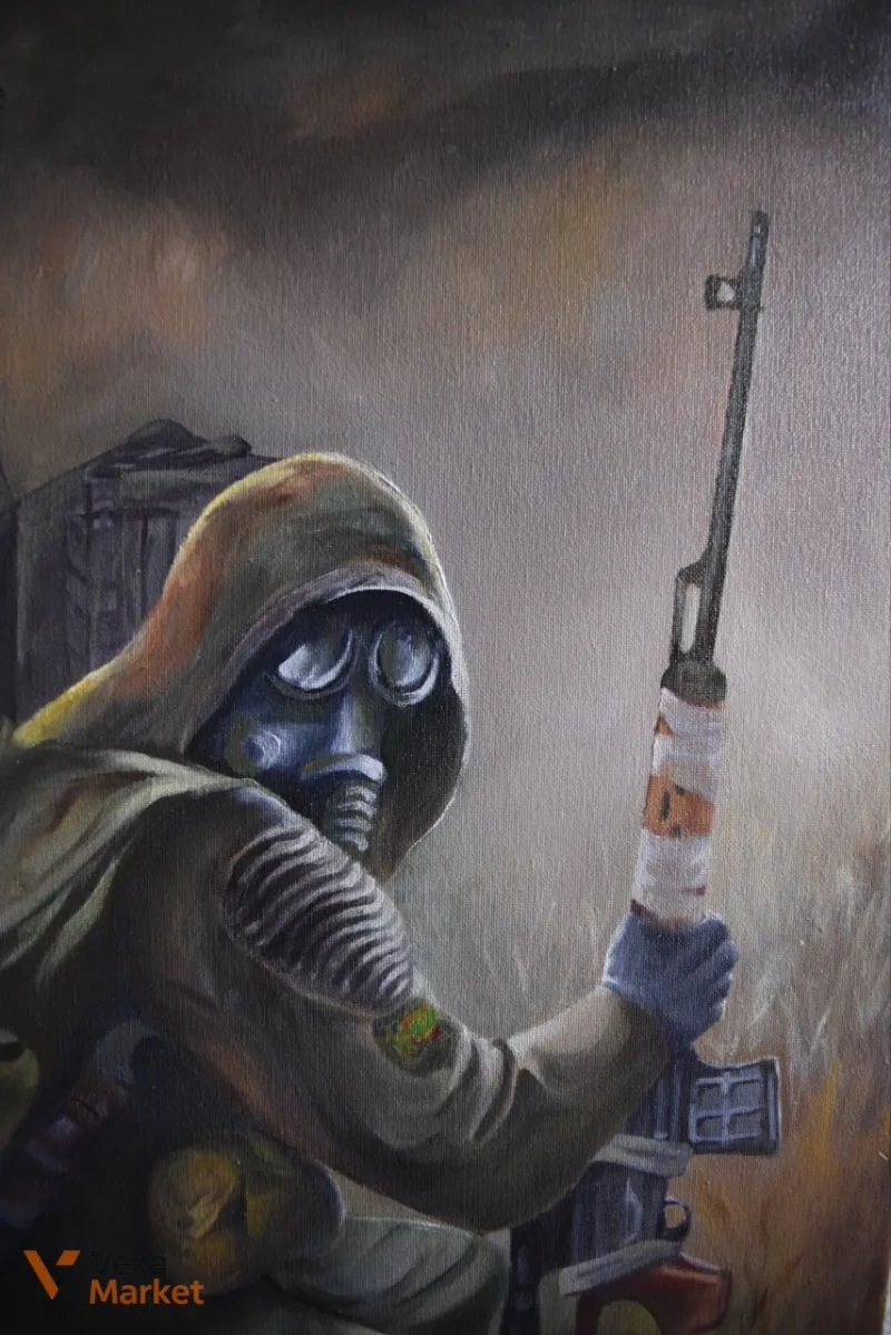 Картина за мотивами гри STALKER, ручна робота, олійні фарби, 45x60 см — фото 4