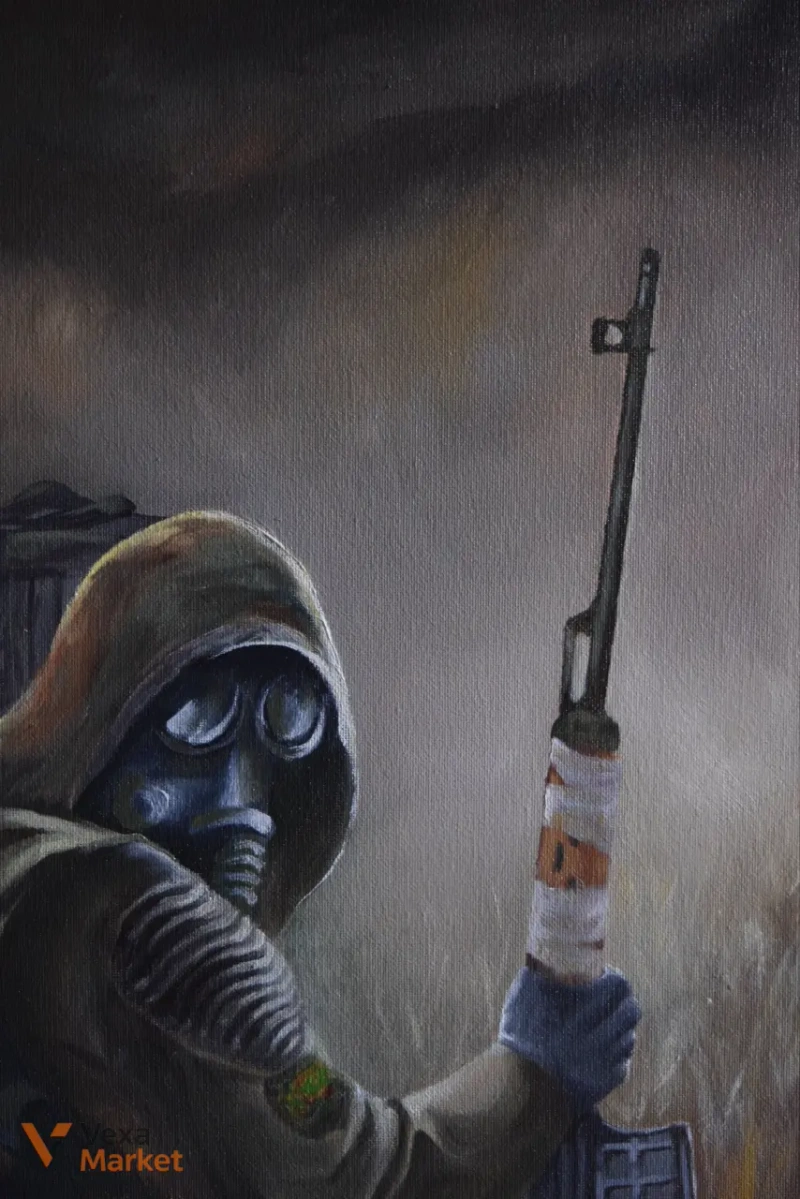 Картина за мотивами гри STALKER, ручна робота, олійні фарби, 45x60 см — фото 5