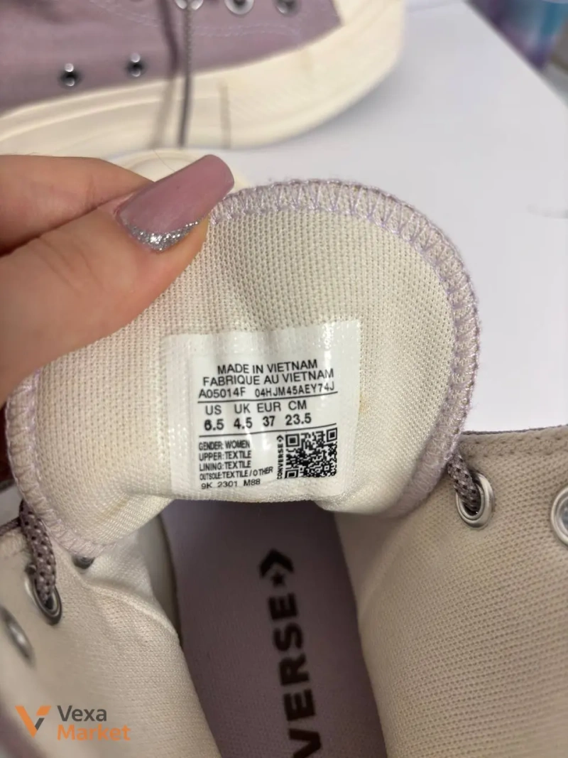 Кеди Converse Chuck Taylor All Star високі сіро-бузкові розмір 37 — фото 3