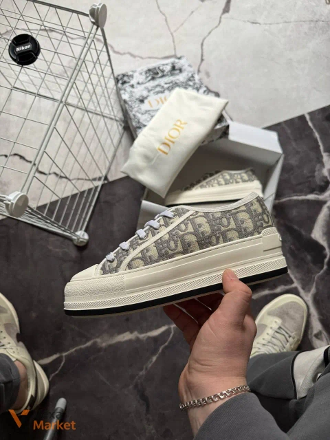 Кеди Dior B23 White Grey Platform Premium