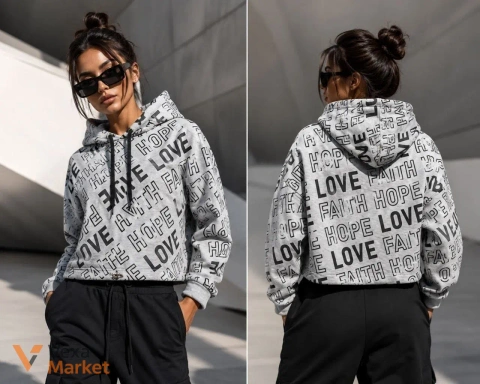 Худі mi ka № 300 з написами FAITH / HOPE / LOVE