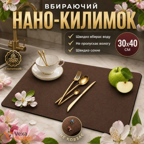 Килимок для сушіння посуду PVC 40х30 см