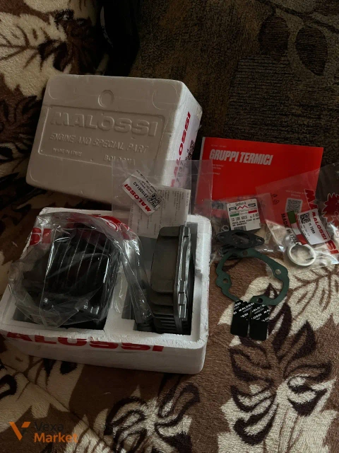 Комплект ЦПГ Malossi sport BWS 70cc, труба Stage 6 street, трос гальма, вилка Jog R/RR, пружини торк, ПДТ Brembo, ремінь Athena, шків, упори, вісь мотора, крильчатка, маніфолд, лепесток