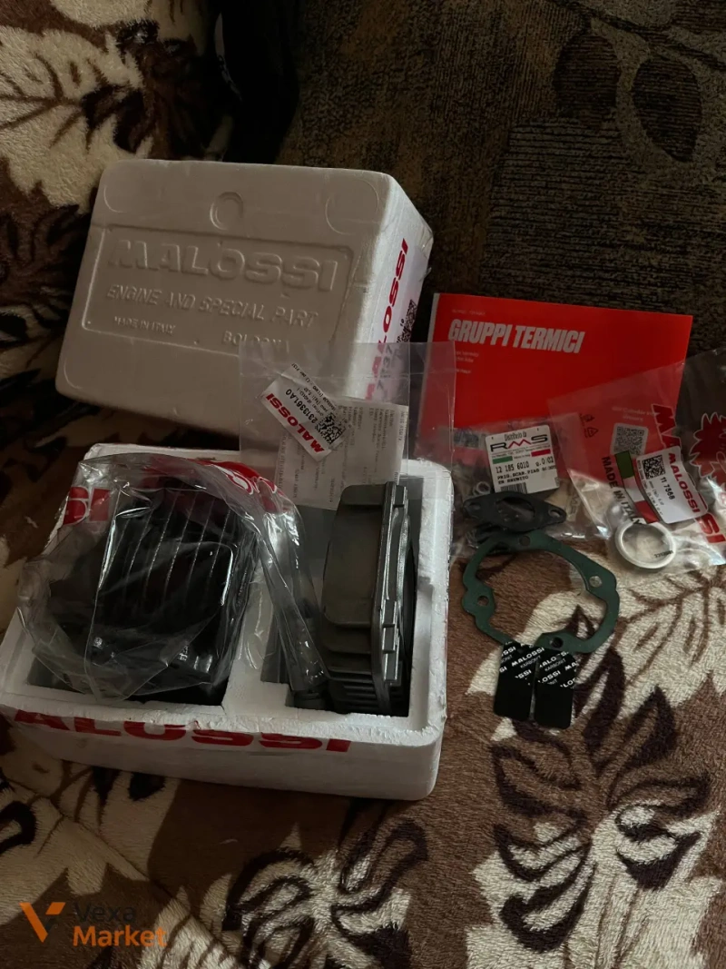 Комплект ЦПГ Malossi sport BWS 70cc, труба Stage 6 street, трос гальма, вилка Jog R/RR, пружини торк, ПДТ Brembo, ремінь Athena, шків, упори, вісь мотора, крильчатка, маніфолд, лепесток