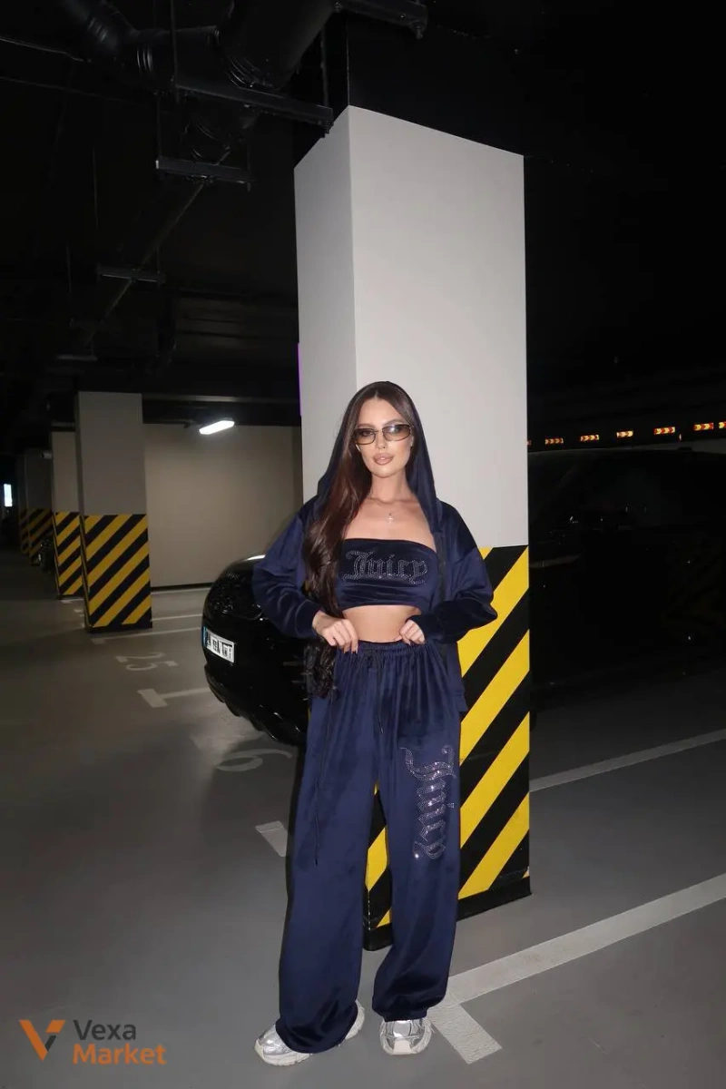 Костюм трійка «Juicy» худі+топ+палаццо з плюшевого велюру — фото 3
