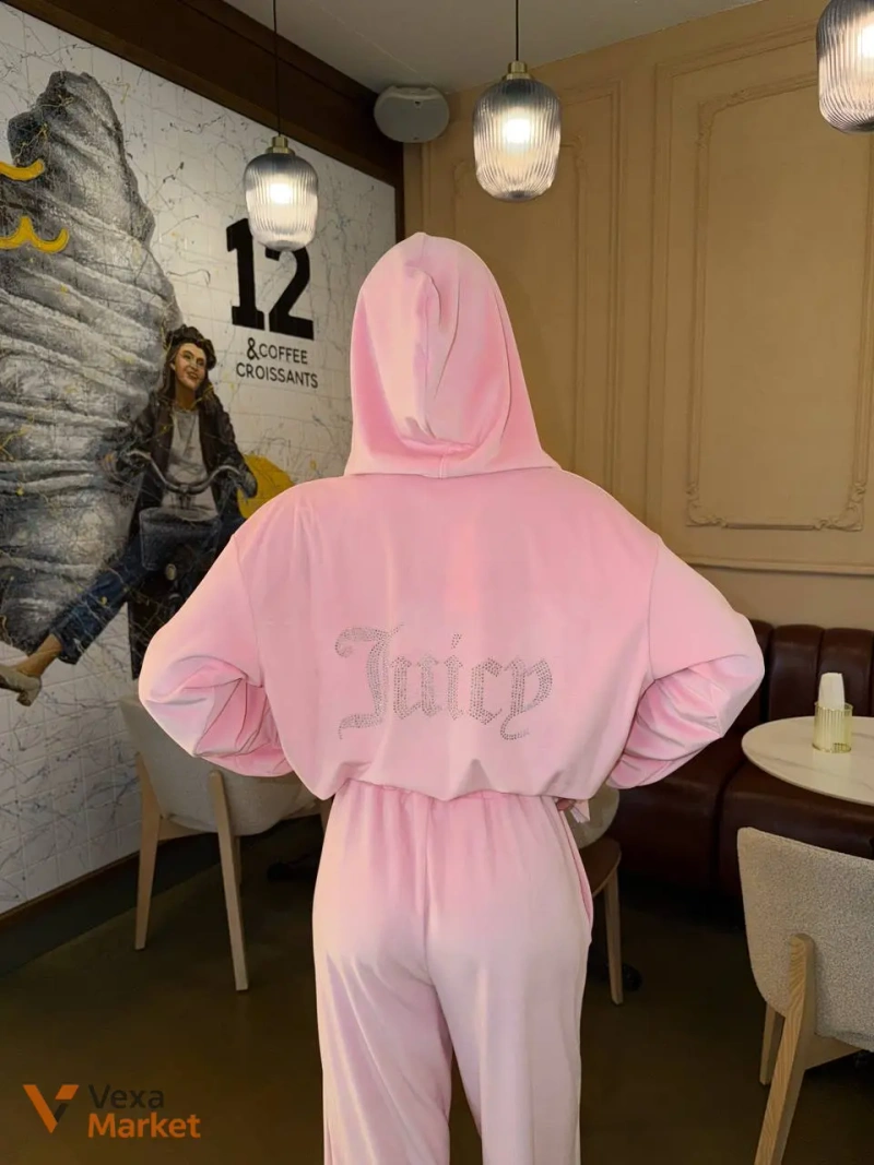 Костюм трійка «Juicy» худі+топ+палаццо з плюшевого велюру — фото 8
