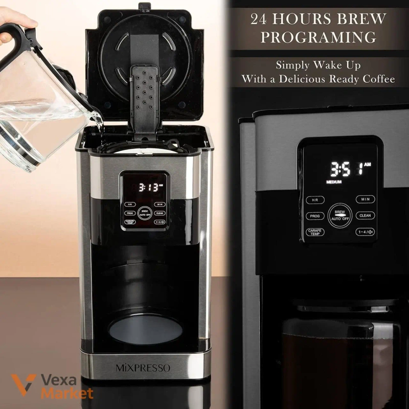 Крапельна кавоварка Mixpresso на 12 чашок з сенсорним дисплеєм та програмуванням — фото 3