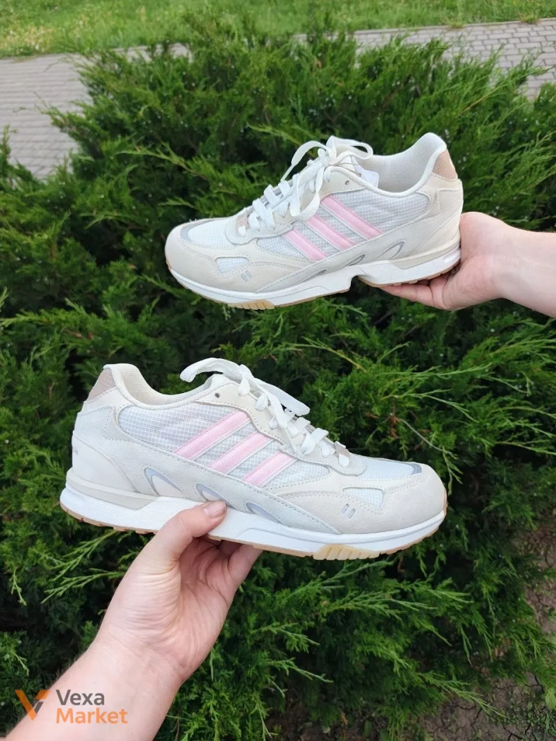 Кросівки Adidas молочно-бежеві з рожевими акцентами — фото 8
