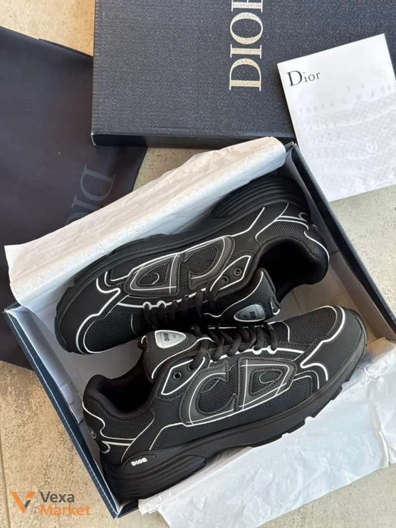 Кросівки Dior B30 Black шкіра/текстиль — фото 4