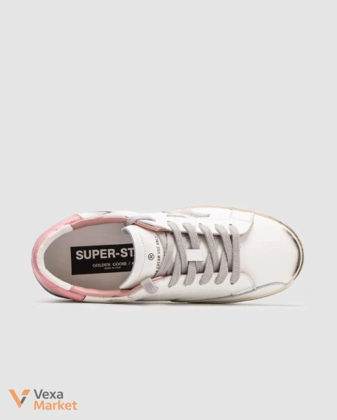 Кросівки Golden Goose Super-Star зіркою з сірої замші та рожевою шкіряною п'яткою