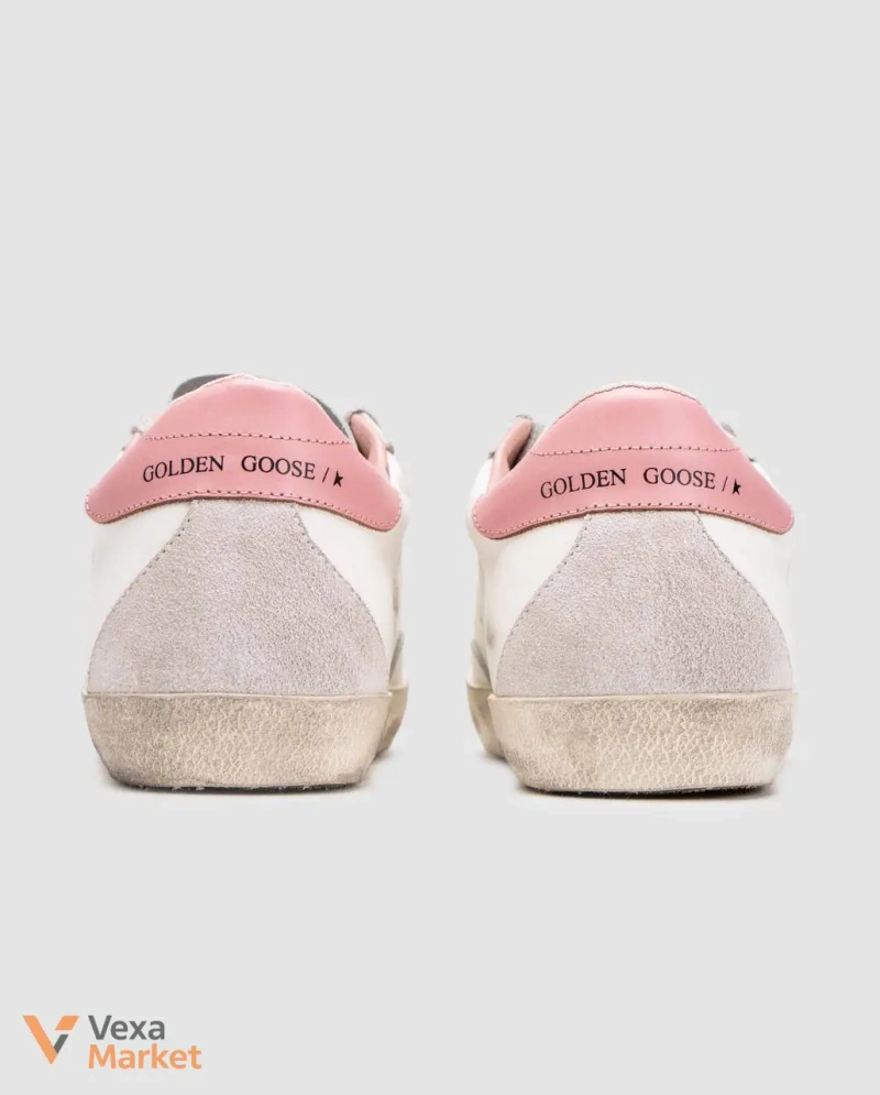 Кросівки Golden Goose Super-Star зіркою з сірої замші та рожевою шкіряною п'яткою — фото 6