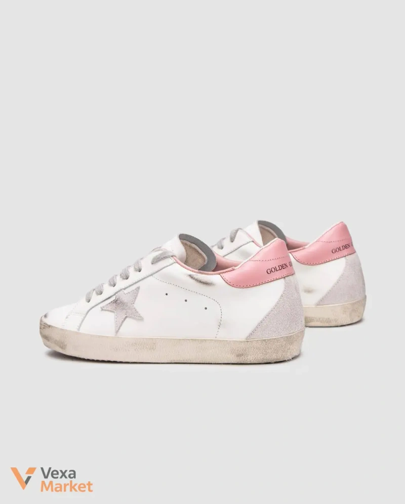 Кросівки Golden Goose Super-Star зіркою з сірої замші та рожевою шкіряною п'яткою — фото 7