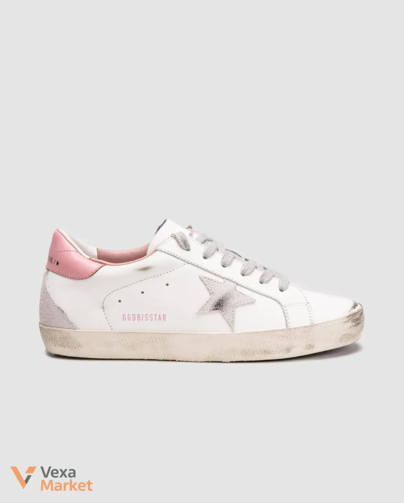 Кросівки Golden Goose Super-Star зіркою з сірої замші та рожевою шкіряною п'яткою — фото 8