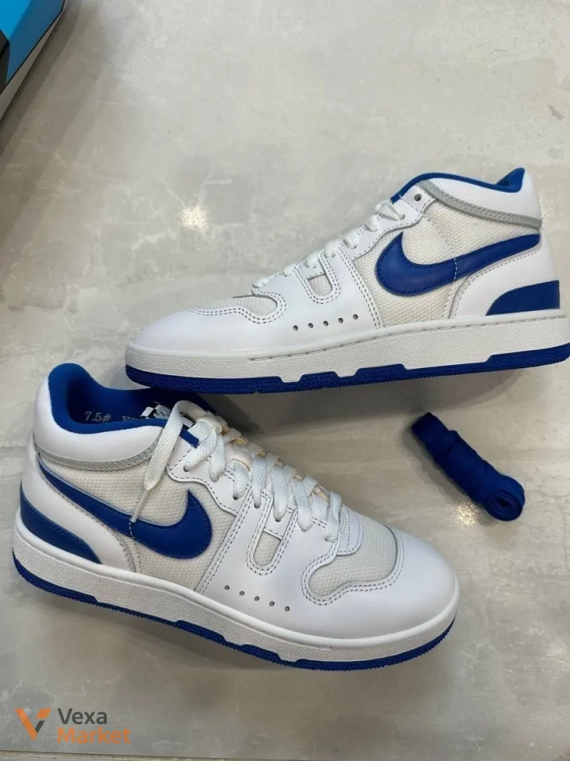Кросівки Nike шкіряні білі з синім — фото 2