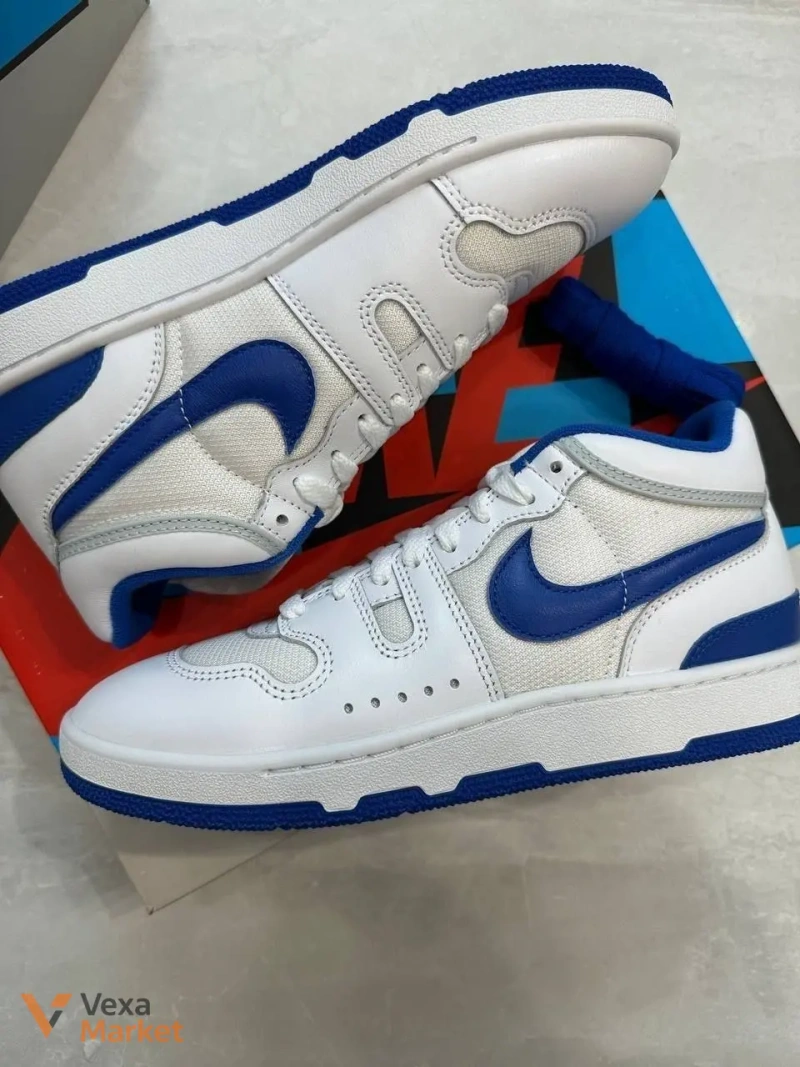 Кросівки Nike шкіряні білі з синім — фото 6