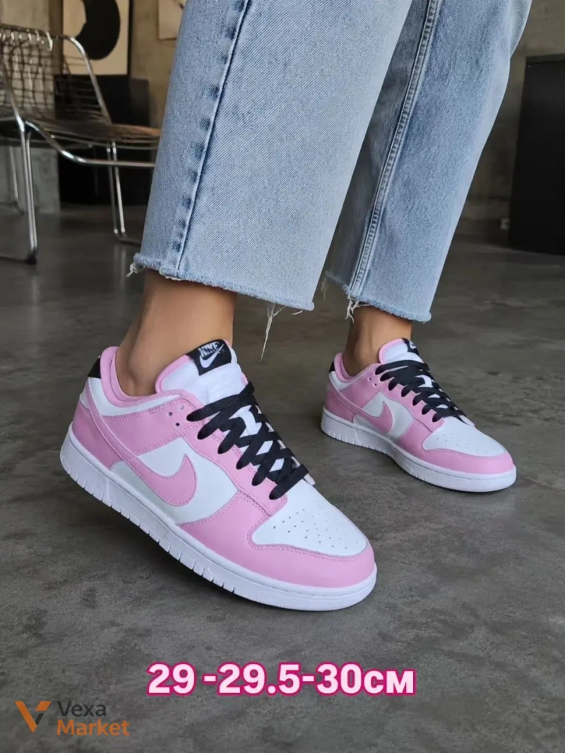 Кросівки Nike шкіряні рожево-білі — фото 2