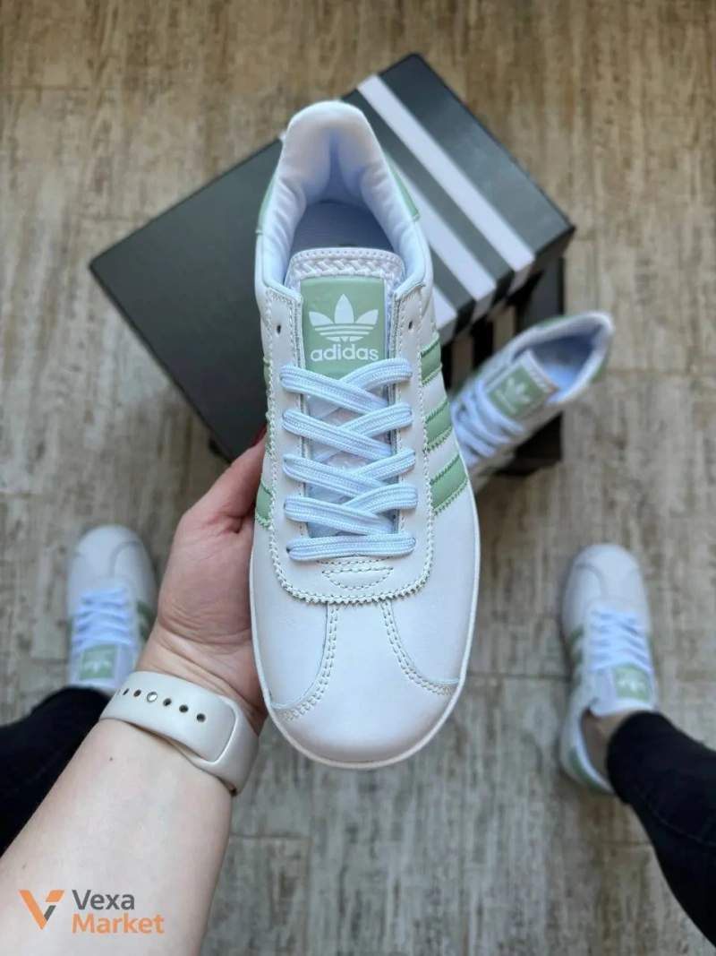 Кросівки жіночі Adidas Gazelle White & Green — фото 2