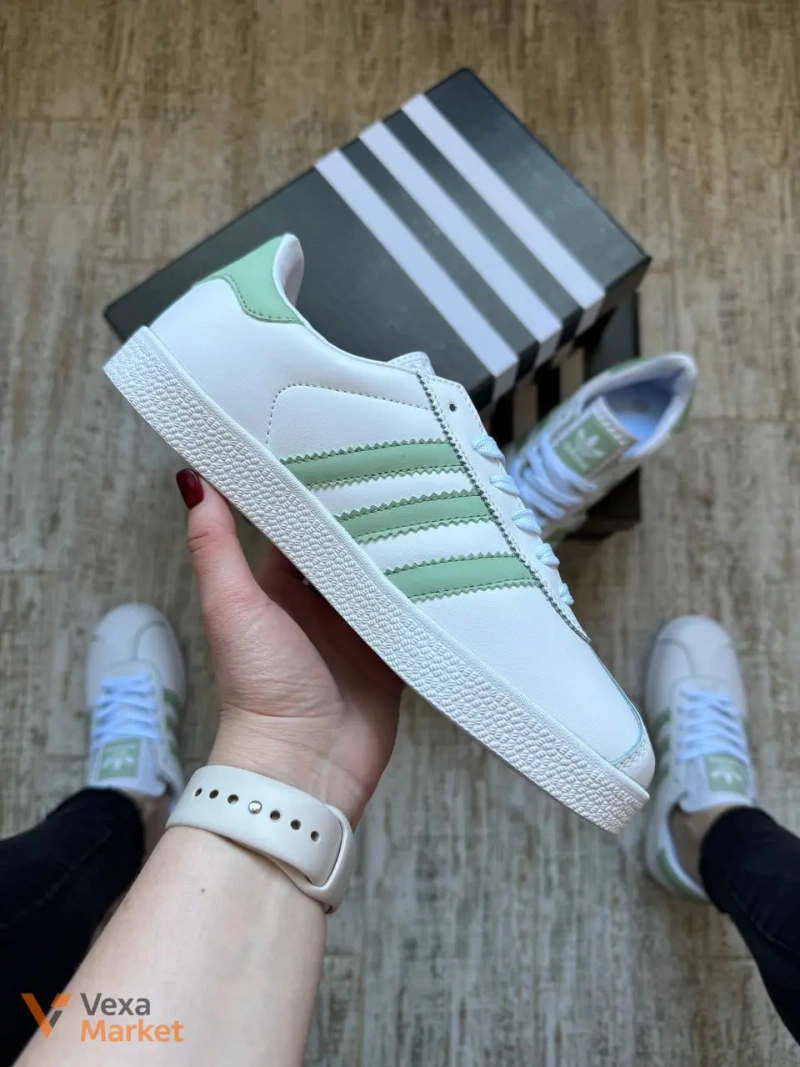 Кросівки жіночі Adidas Gazelle White & Green — фото 5